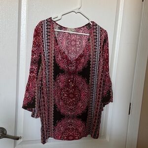 Live and Let Live Pink and Black Bohemian Blouse